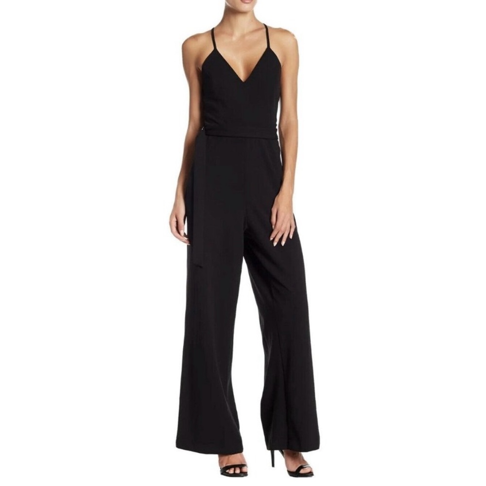 Bebe Wide Leg Lace Accent Jumpsuit